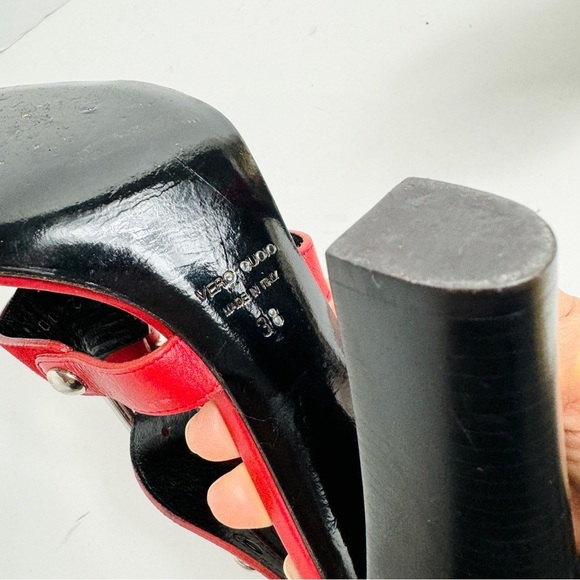 Giuseppe Zanotti For Balmain Red Suede Buckle Strappy Sandals Size 38 - Picture 11 of 14